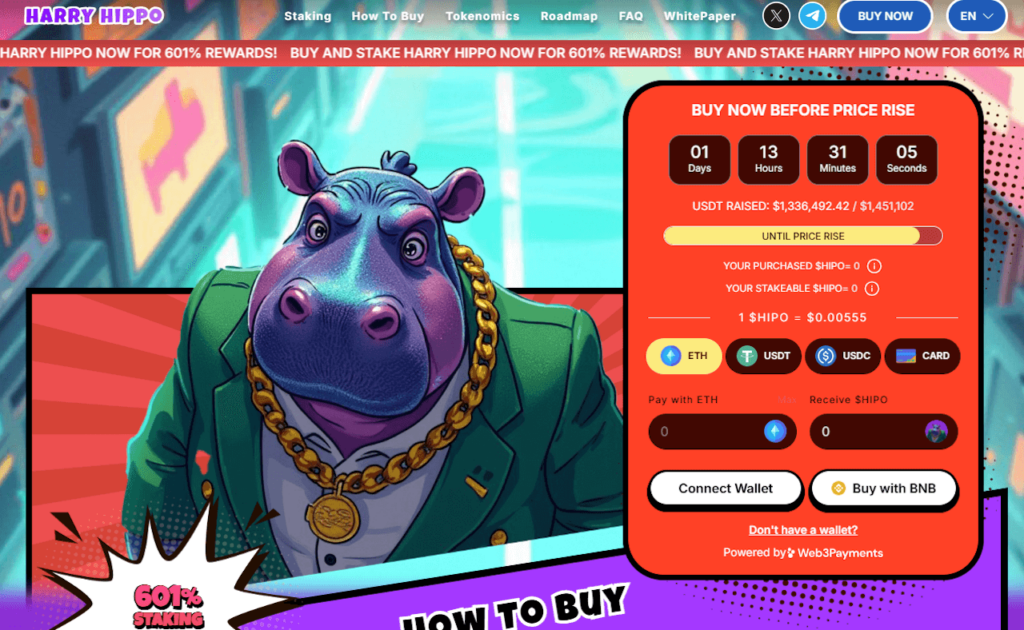 Harry Hippo memecoin project.